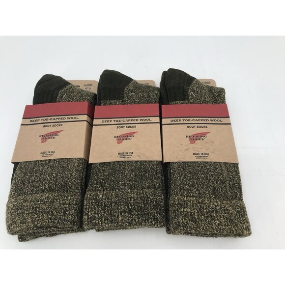 Red Wing Deep Toe Capped Wool Boot Socks Multicolor Mens 12-15 Three Pairs - Picture 1 of 7